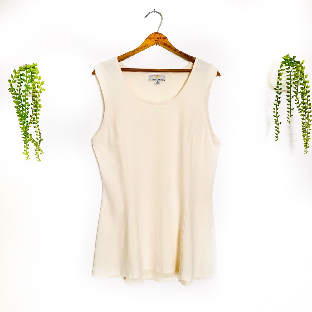 Pretty Vanilla Cream Peplum Sleeveless Top
